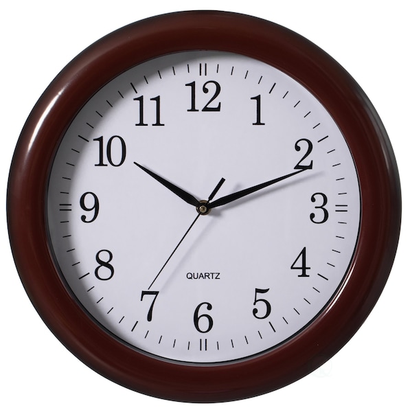 Clockswise Decorative Classic Brown Round Wall Clock For Living Room, Kitchen, Dining Room, Plastic QI004510.BN - main